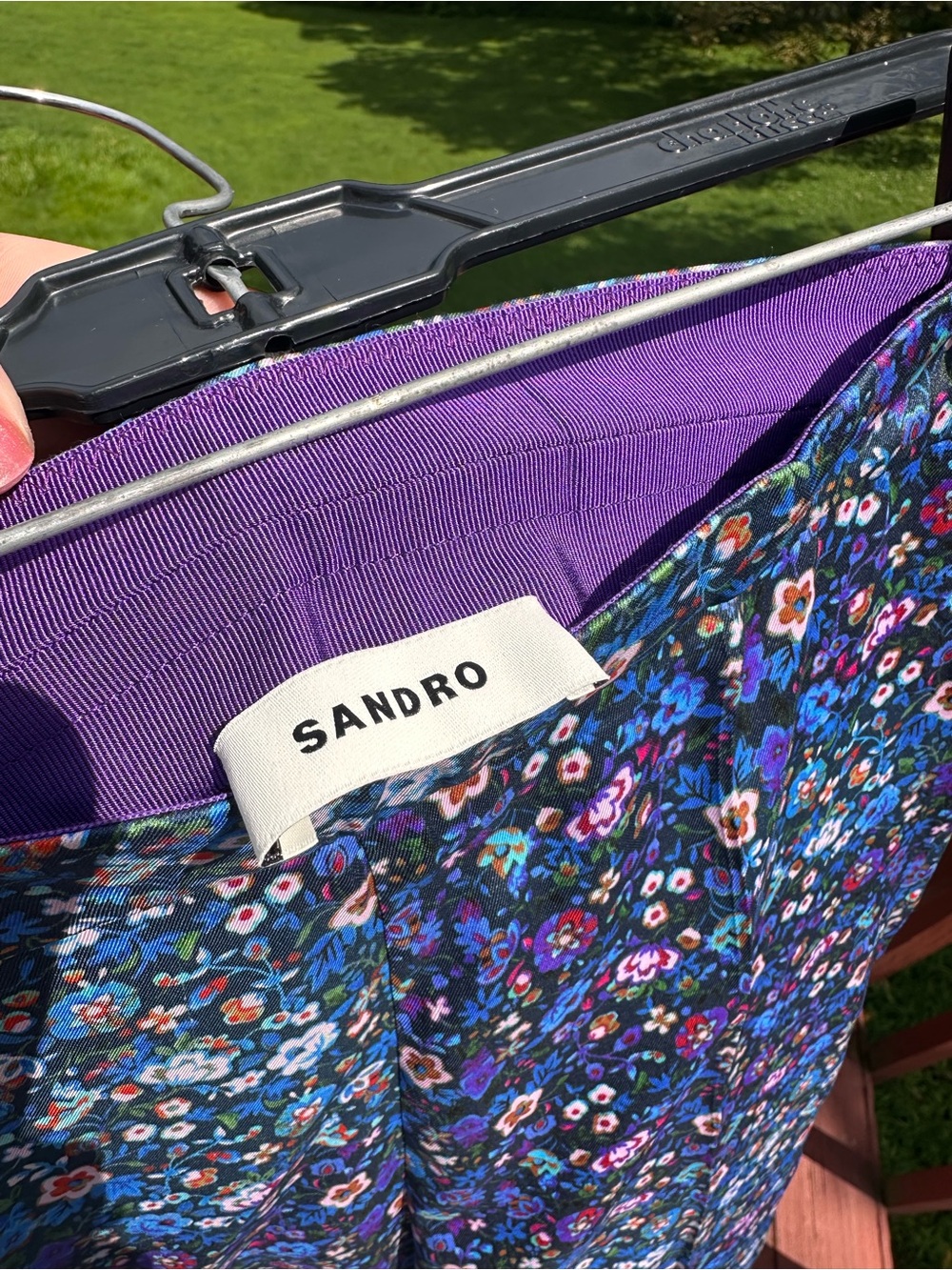Sandro High-Rise Floral-Print Flared Satin Pants - Picture 6 of 10